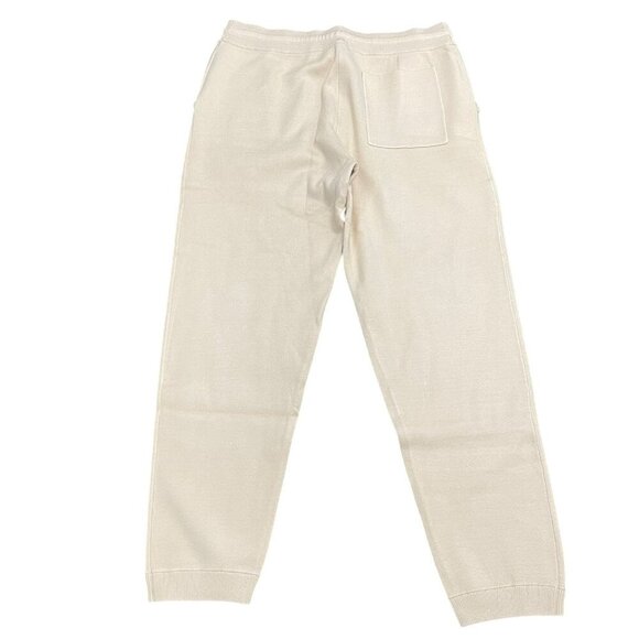 Monrow Womens Beige Knit Jogger Pants Ribbed Cuffs & Drawstring Waist Sz Large - Picture 4 of 7